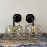 Pair of smoked glass wall sconces