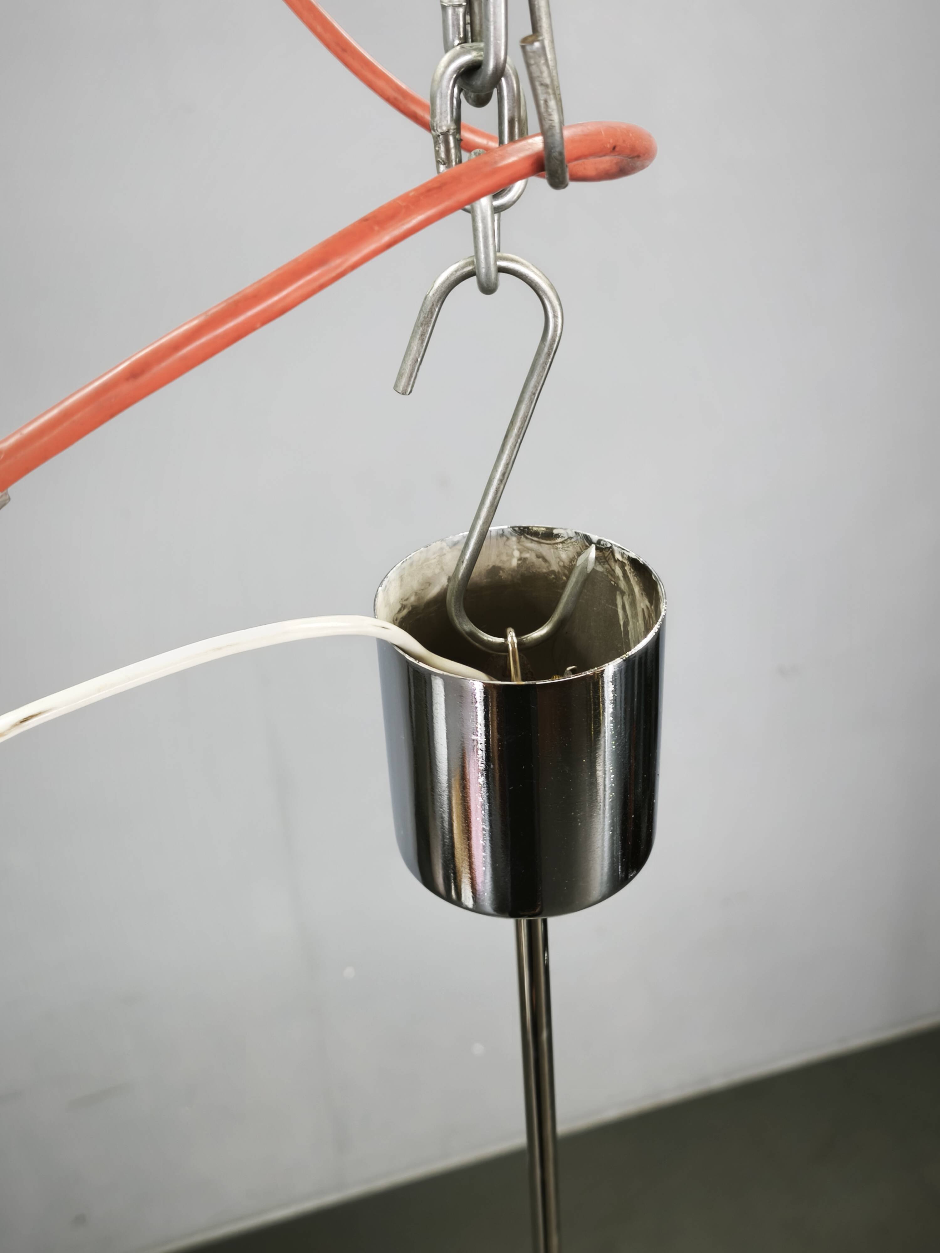 1970s Czech Geometric Pressed Glass and Chrome Cube Pendant Light
