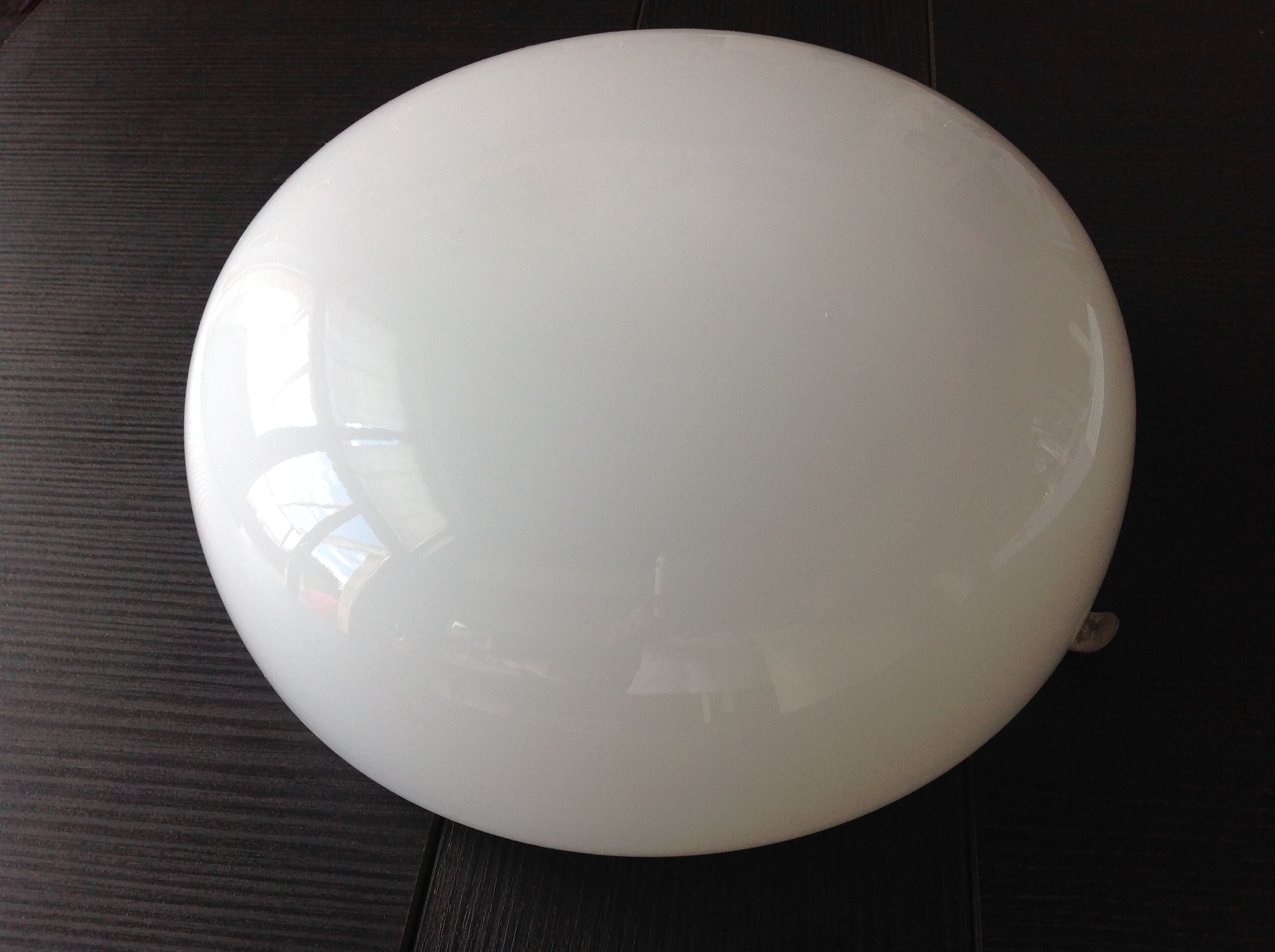 Ceiling light in opaline white vintage 70s half moon