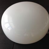 Ceiling light in opaline white vintage 70s half moon