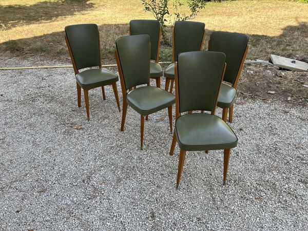 Chaise Skaï vert année 30