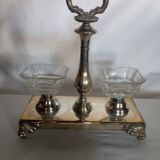 Crystal and silver-plated metal salt cellar