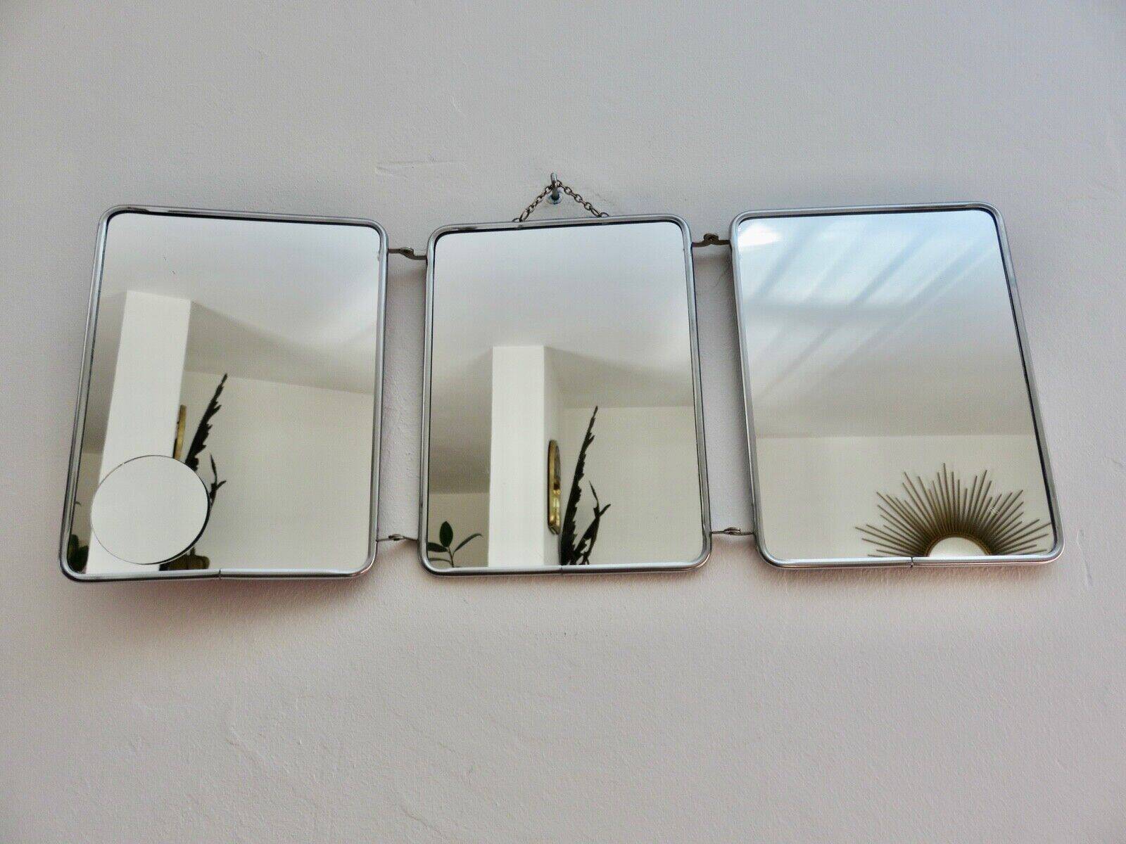 Triptych barber mirror from the 50s and 60s