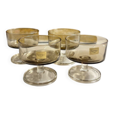 Set of 4 Luminarc smoked glass bowls, 1970s