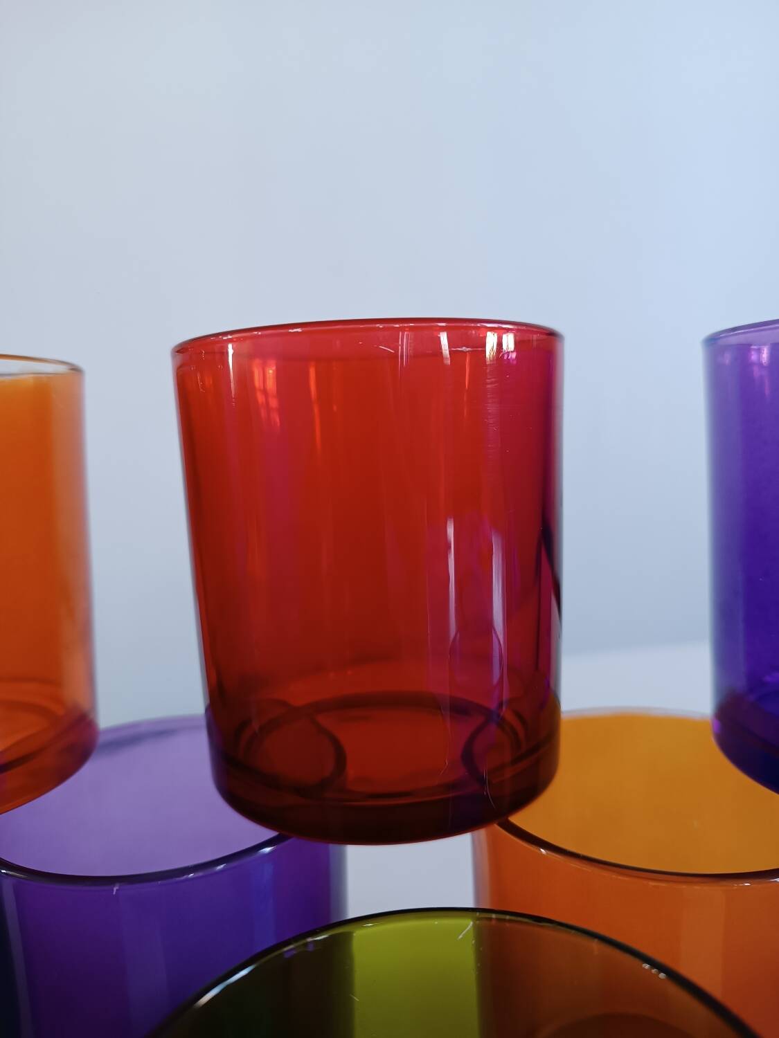Set of 10 multi-colored water glasses Italy 1980