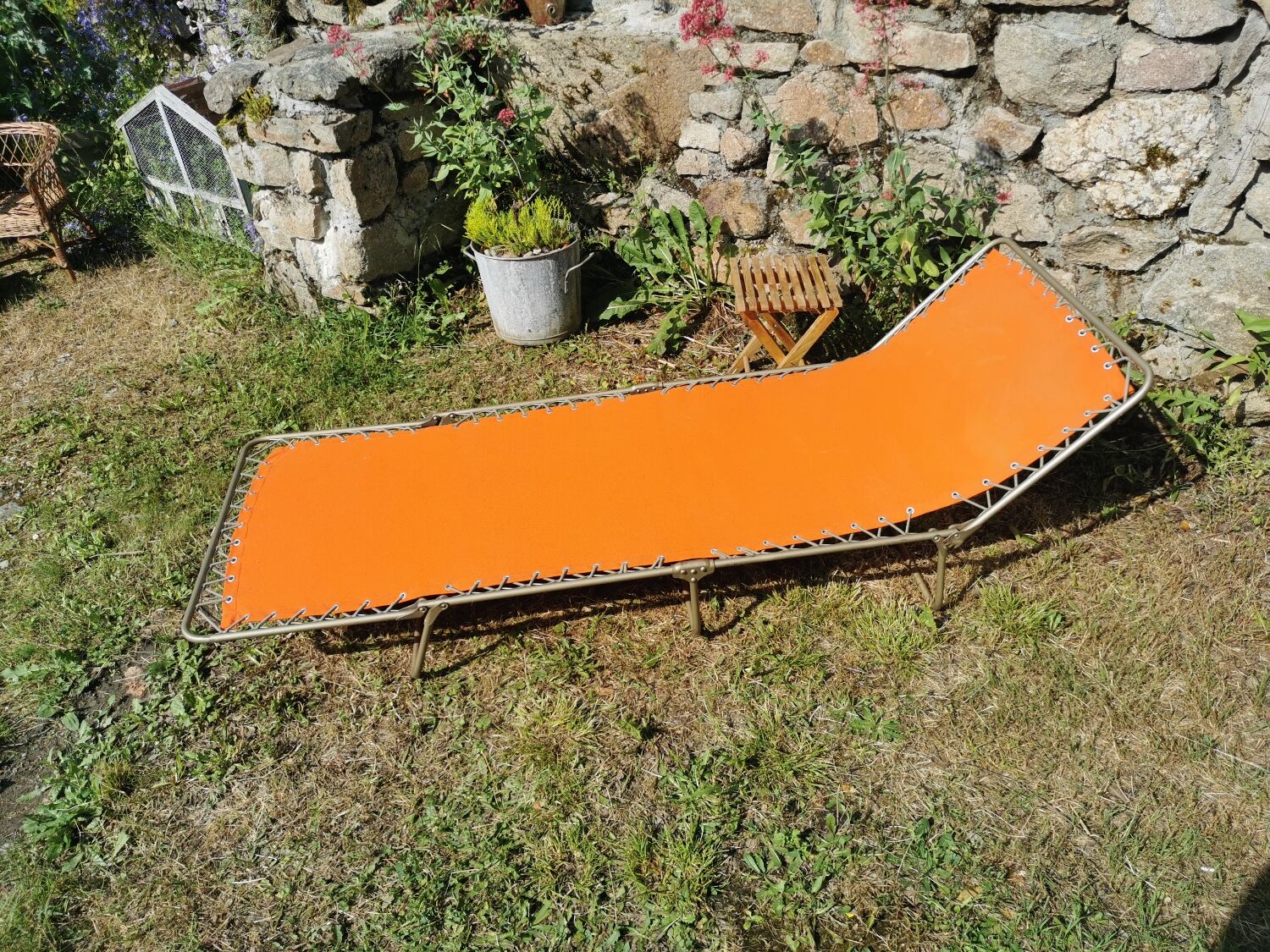 Deck chair, vintage lafuma camp bed