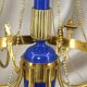 A True Gem, this Chandelier with Bright Gold Finish & Royal Blue in Bronze, Eight Lights.