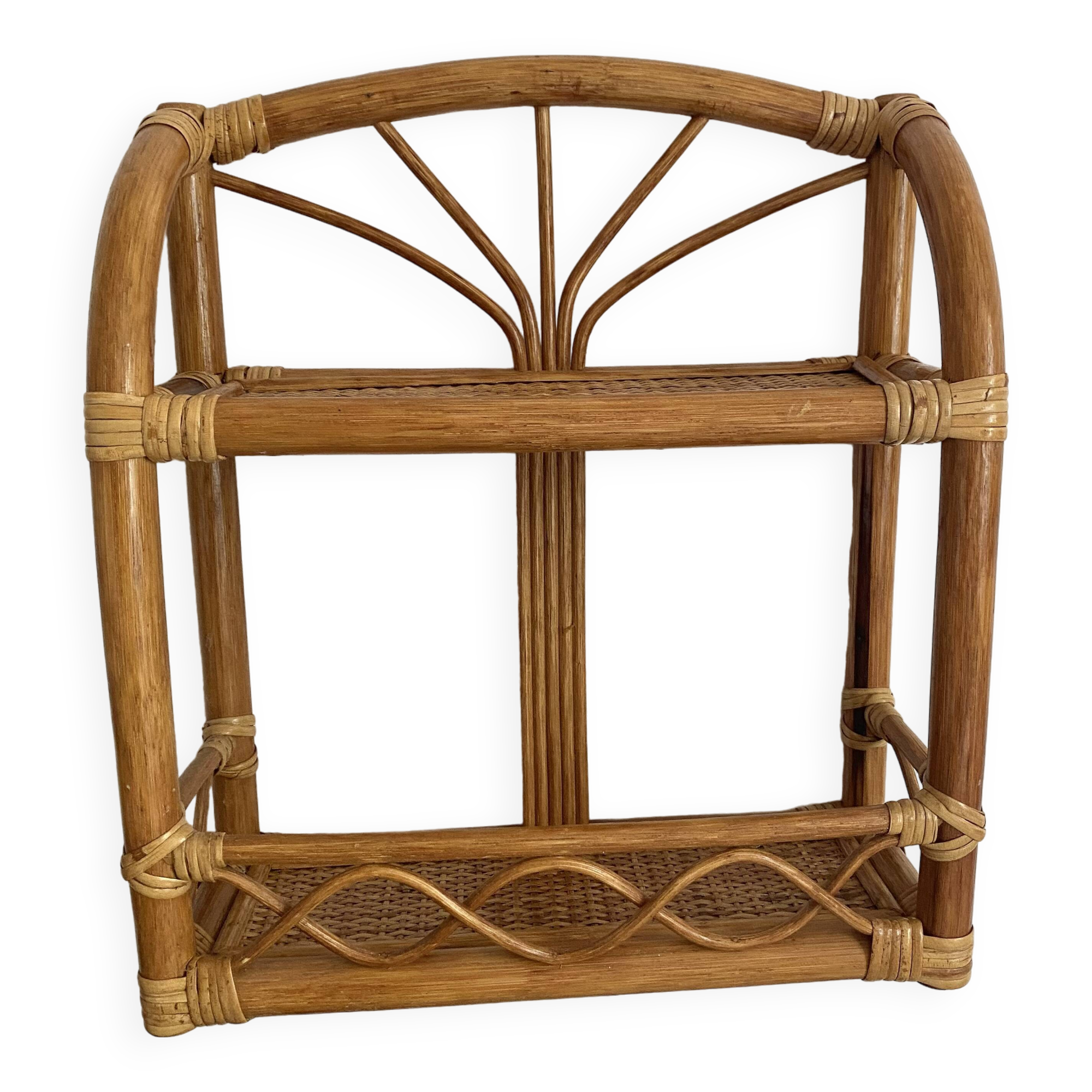 Vintage rattan wall shelf