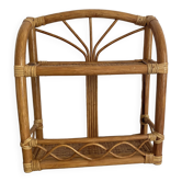 Vintage rattan wall shelf