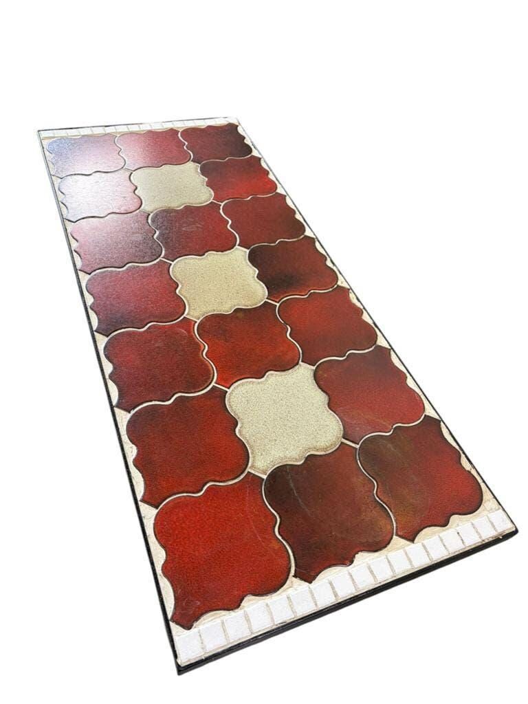 Vintage terracotta red coffee table / checkered table / coffee table