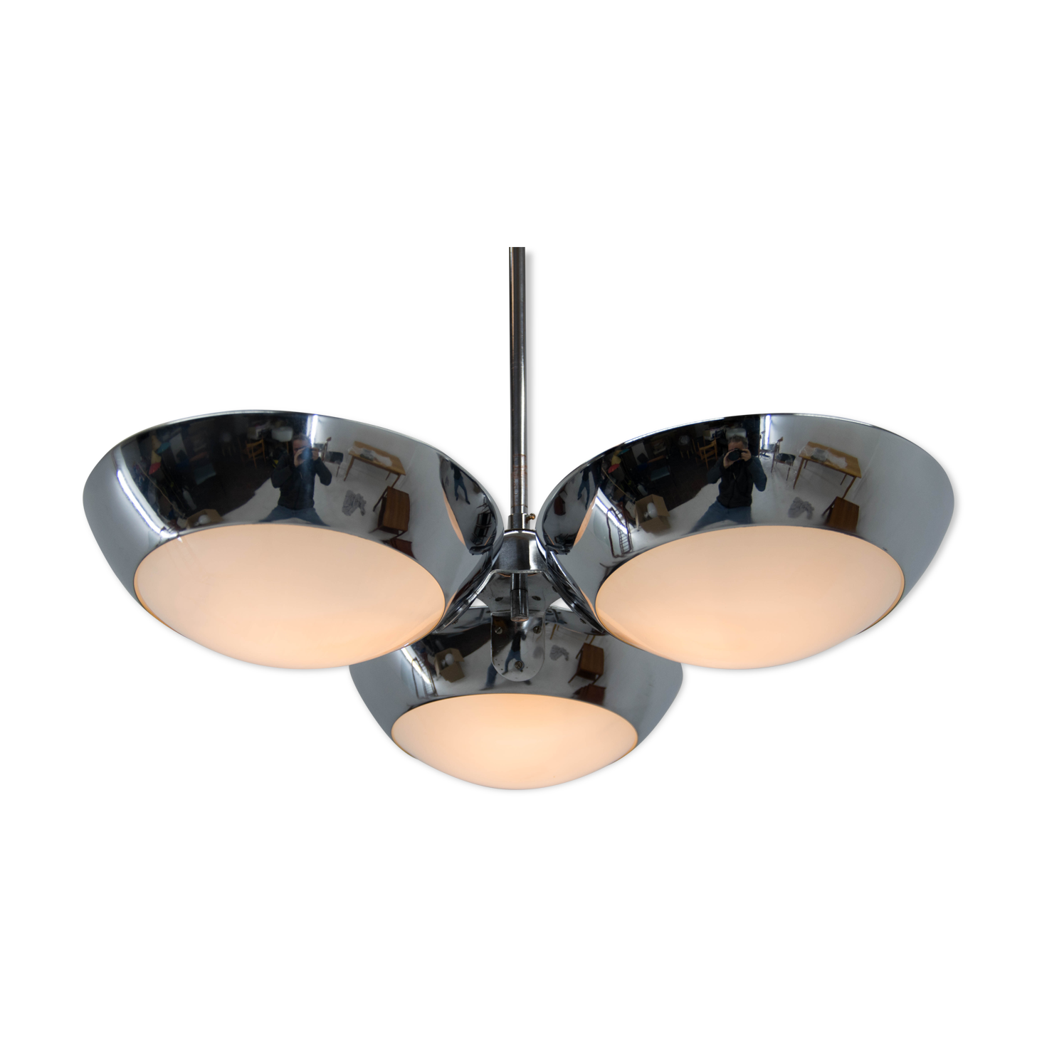 Chrome-Plated Functionalist Chandelier by Zukov, 1940s