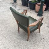 Chair low eighties in bottle green leatherette