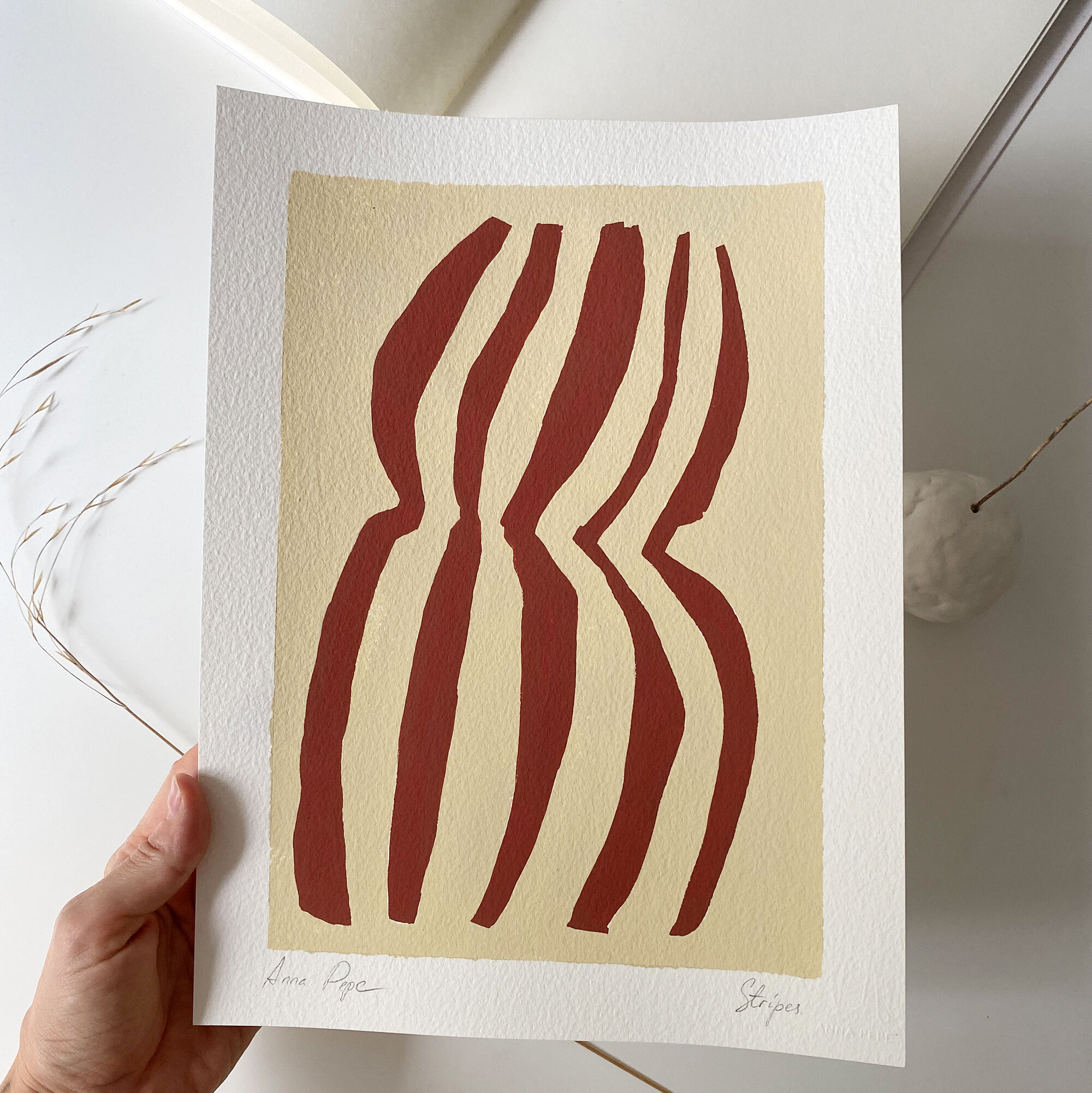 Original gouache painting "Stripes"