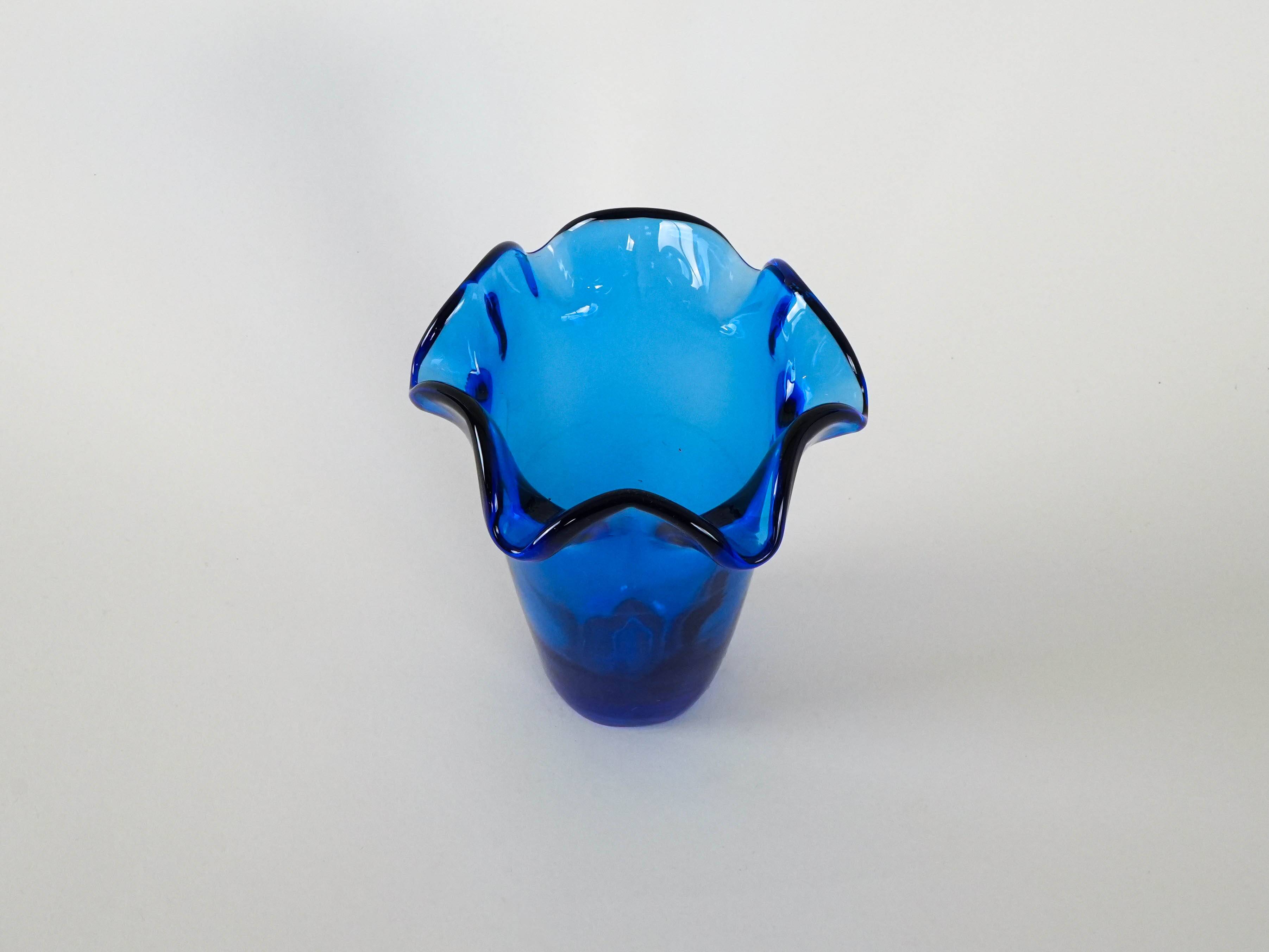 Cobalt glass vase, Danish design, 1970s, made in Denmark