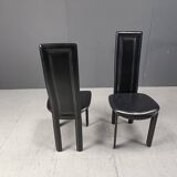 Chaises de salle à manger vintage à dossier haut en cuir italien, années 1980