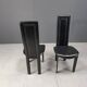 Vintage high back italian leather dining chairs, 1980s