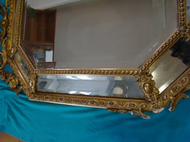 Miroir à pareclose doré fin XIX ème 130cmx85cm