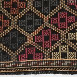 6x9 Green & Red Geometric Vintage Kilim Rug