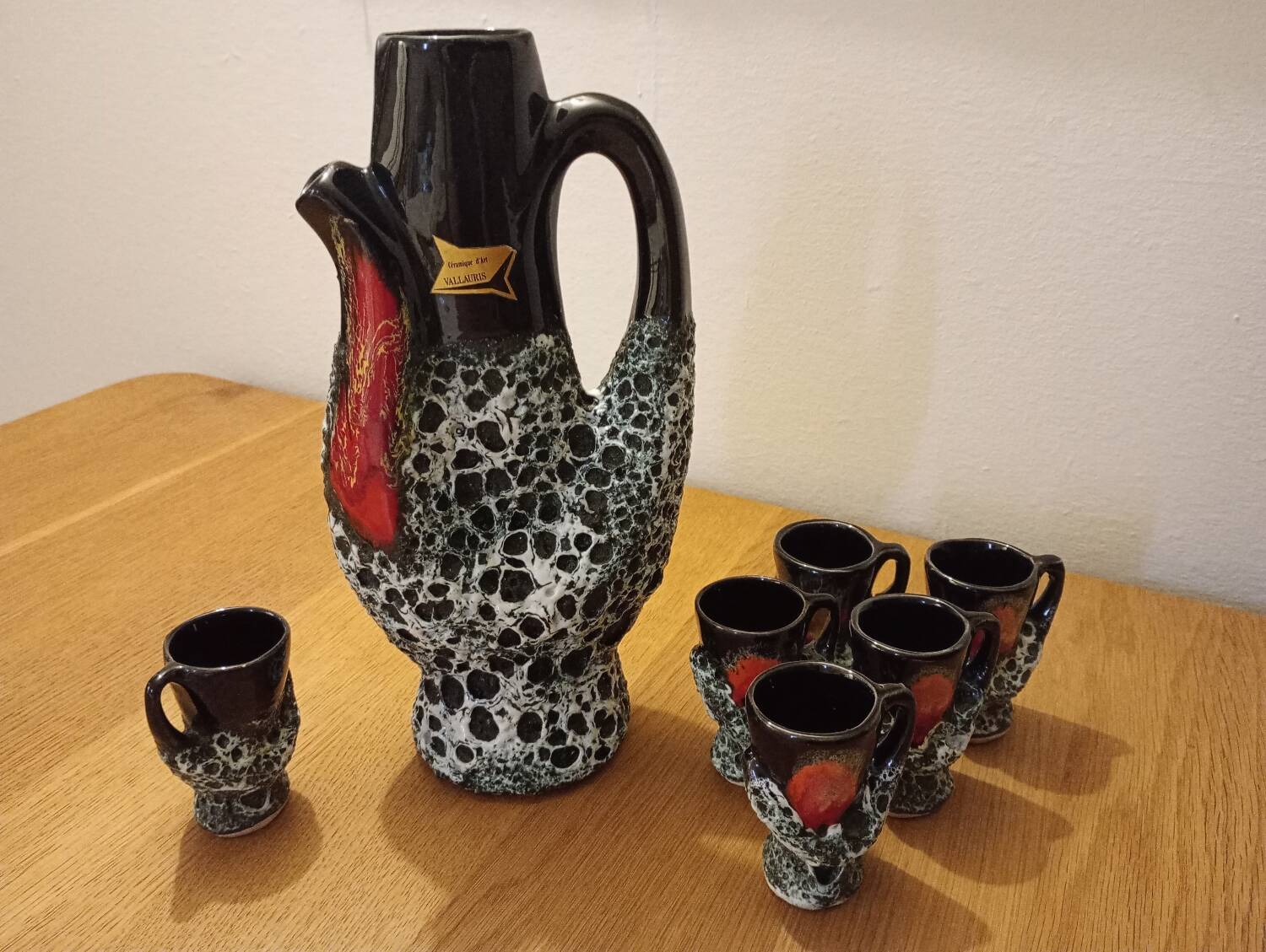 Fat lava ceramic liquor service by vallauris, france