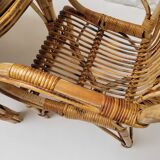 Audoux Minet duo table with bamboo rattan and smoked glass armchairs