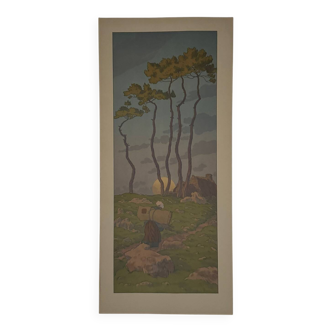 Lithograph by Henri The Fairy of the Hours - The Full Moon