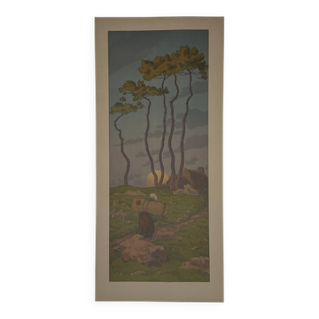 Lithograph by Henri The Fairy of the Hours - The Full Moon