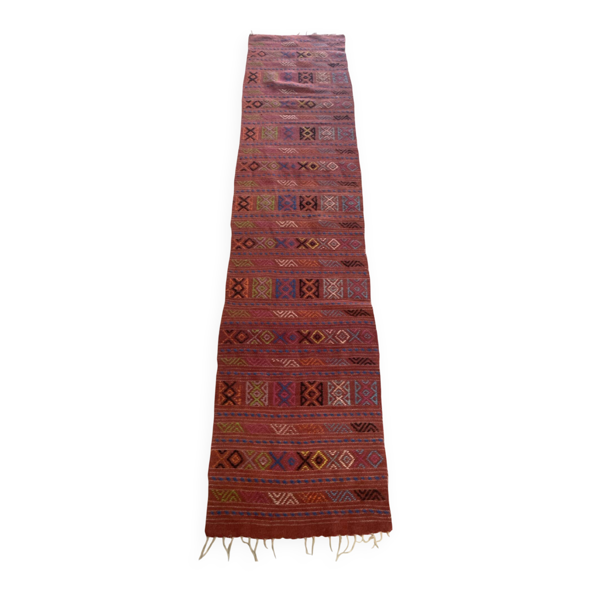Handwoven wool Berber hallway rug, 240 x 52 cm