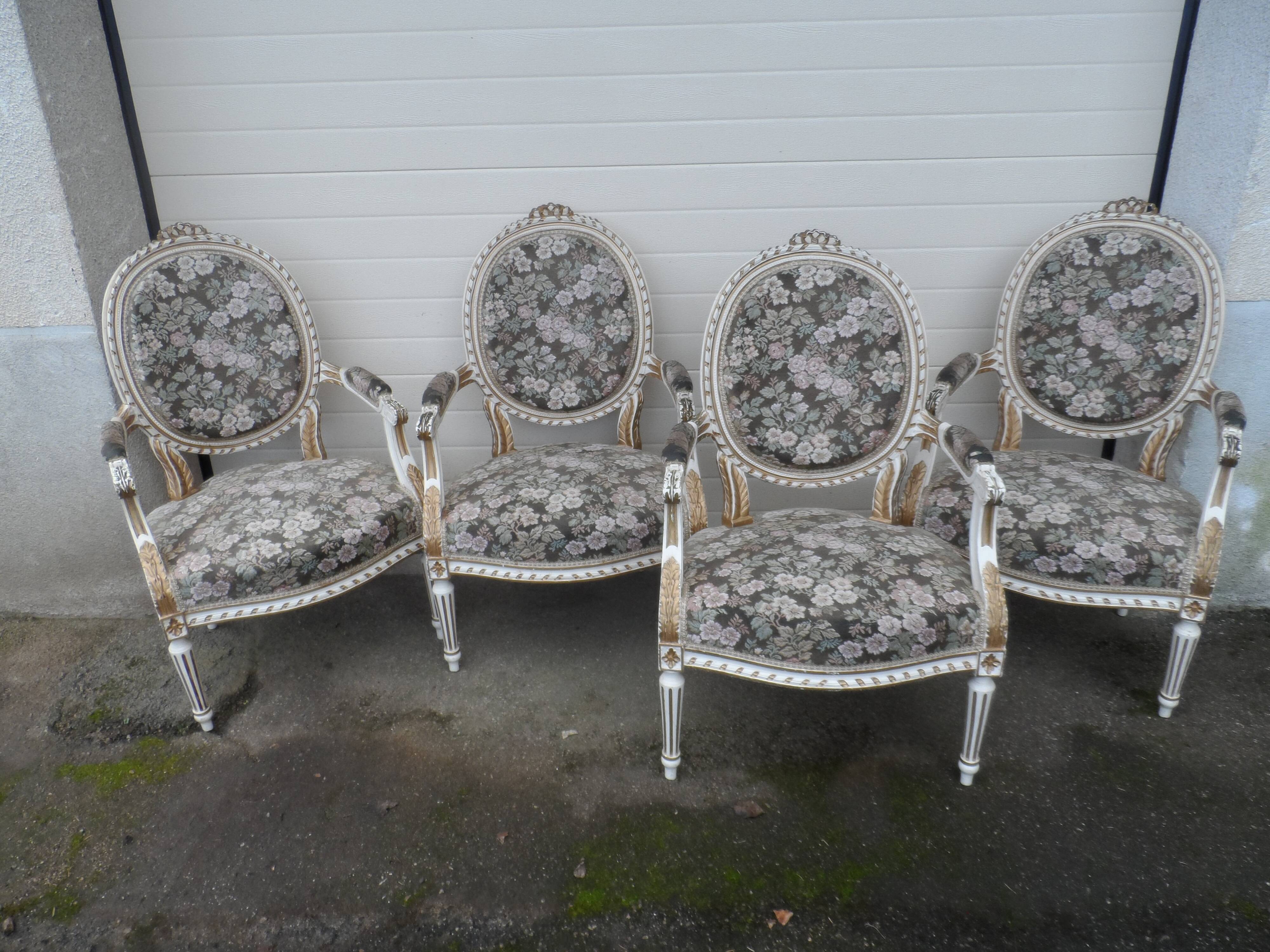 Four medallion armchairs