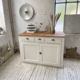 Meuble de métier enfilade patine blanche