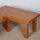 Solid oak coffee table in the style of Seltz, 1980.