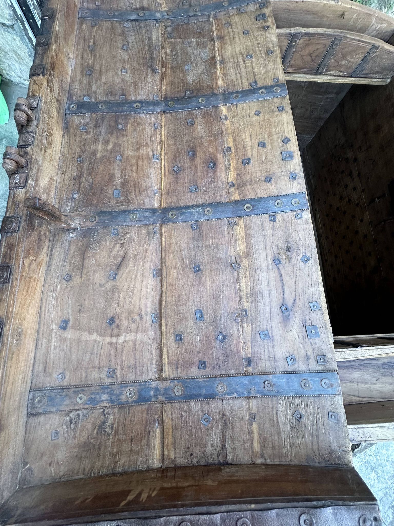 Imposing Indian Chest in Exotic Wood and Wrought Iron