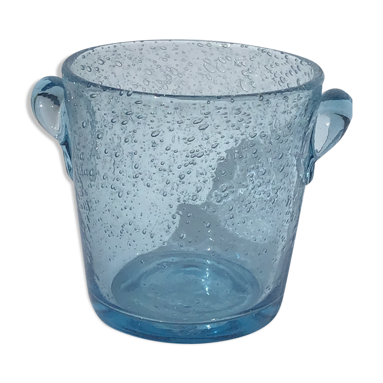 Biot blue bubble glass ice bucket