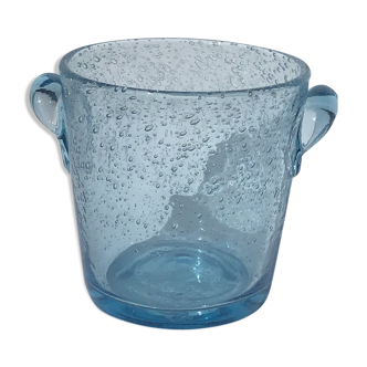 Biot blue bubble glass ice bucket