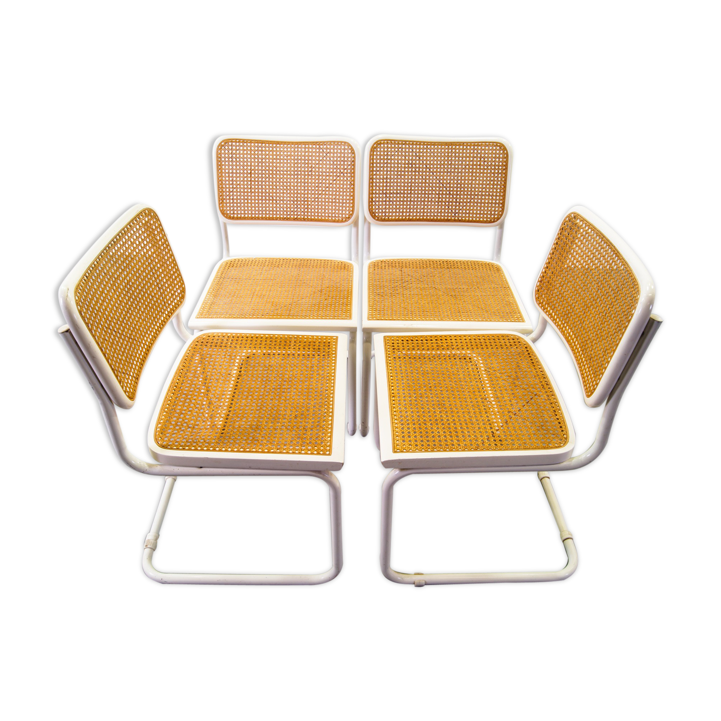 Italian white cantilever chairs by Marcel Breuer