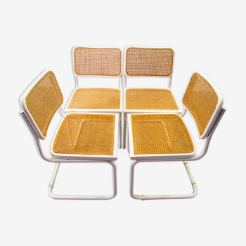 Lot de 4 chaises blanches italiennes par Marcel Breuer