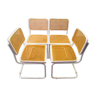 Italian white cantilever chairs by Marcel Breuer