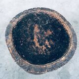 Handcrafted Low Stool in Carved Stained Wood, Africa, 1950s