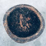Handcrafted Low Stool in Carved Stained Wood, Africa, 1950s