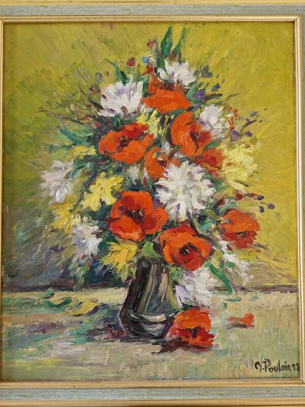 Michel Poulain (Born in 1932) - Oil on canvas - Bouquet of flowers