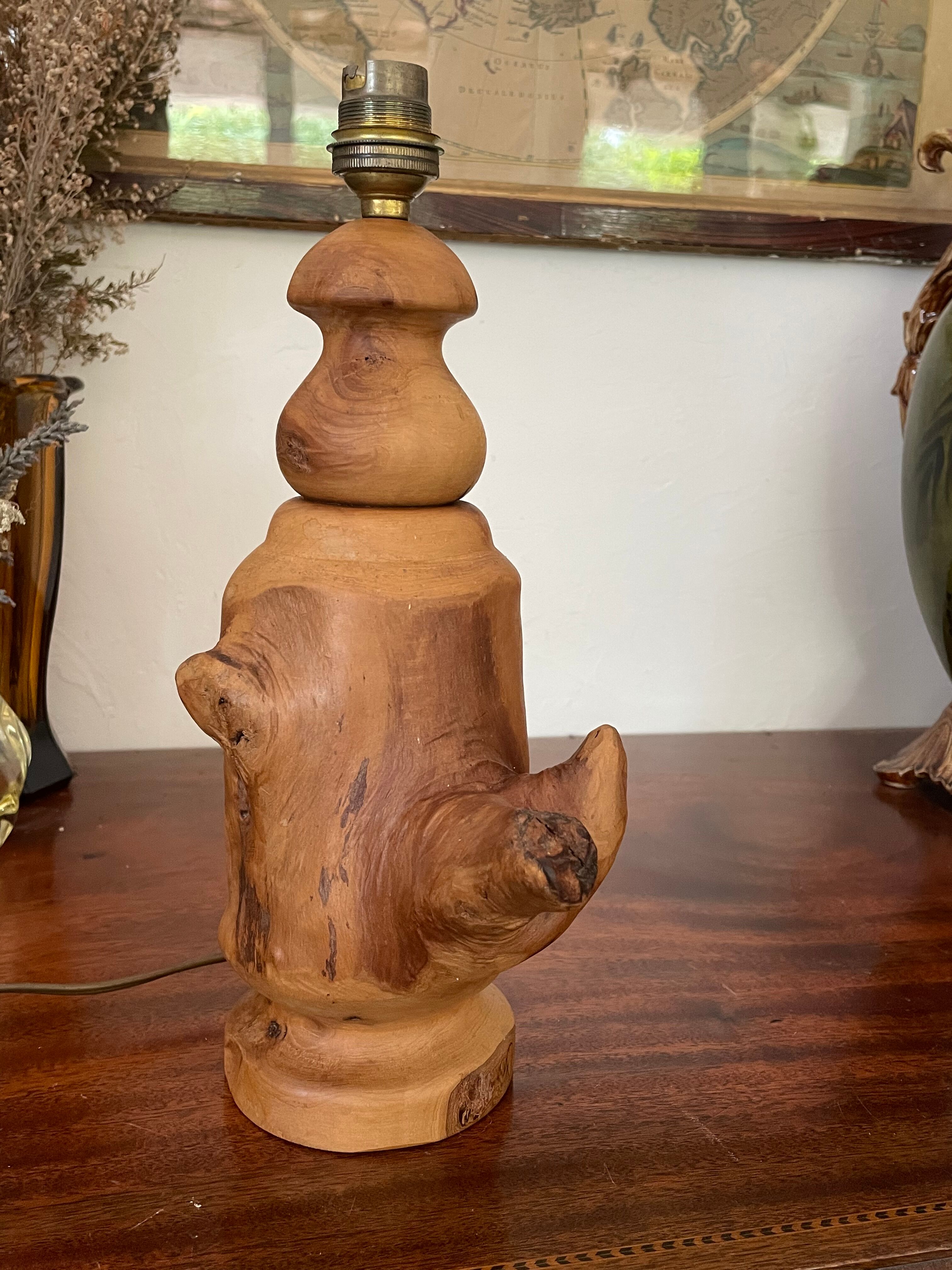 Lamp foot made of vintage olive wood
