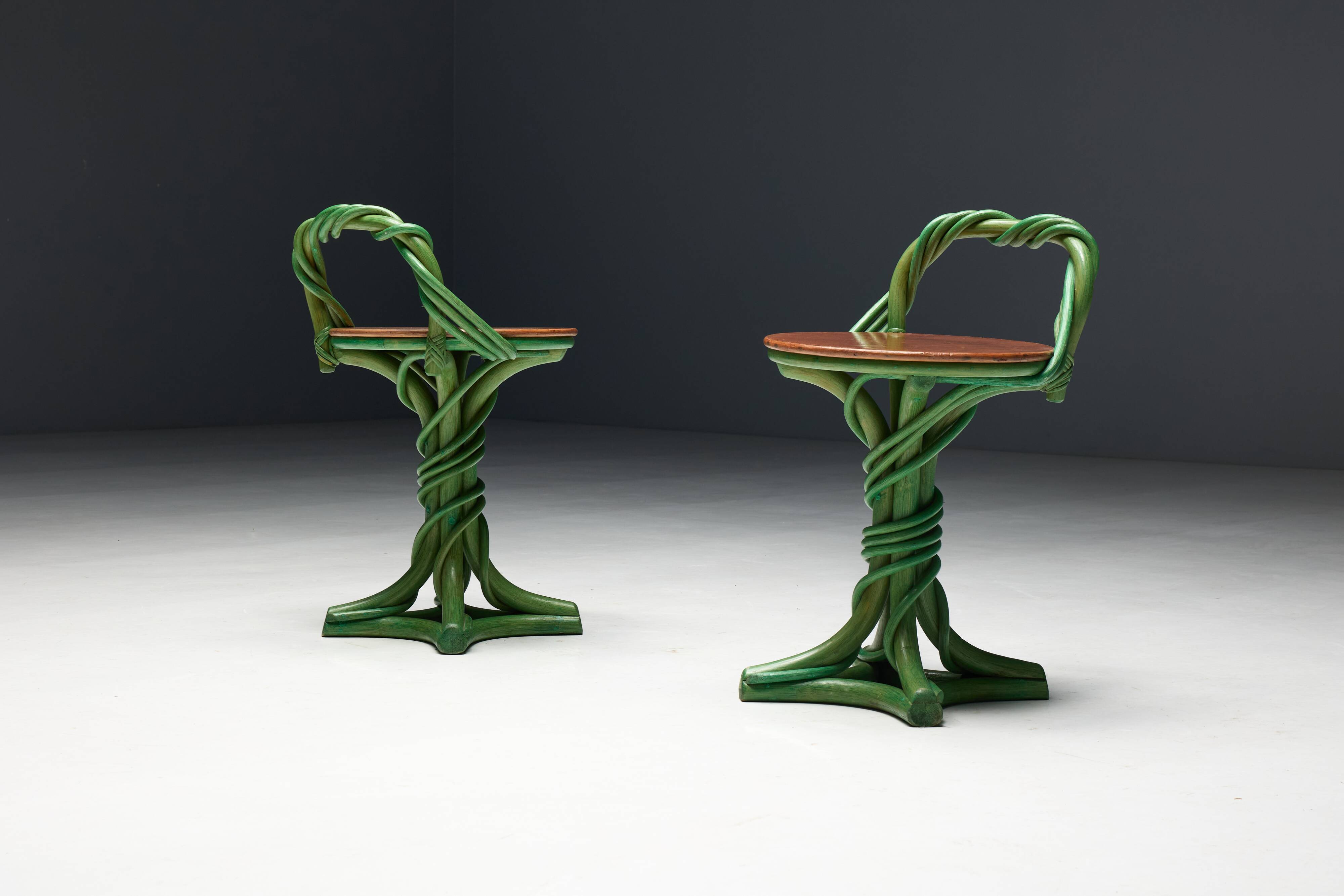 Whimsical Vine Twist Stools, France, Late 20th Century