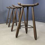 Mid century brutalist bar stools - set of 4, 1960s