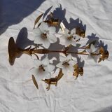 5 metal candles and opaline flower