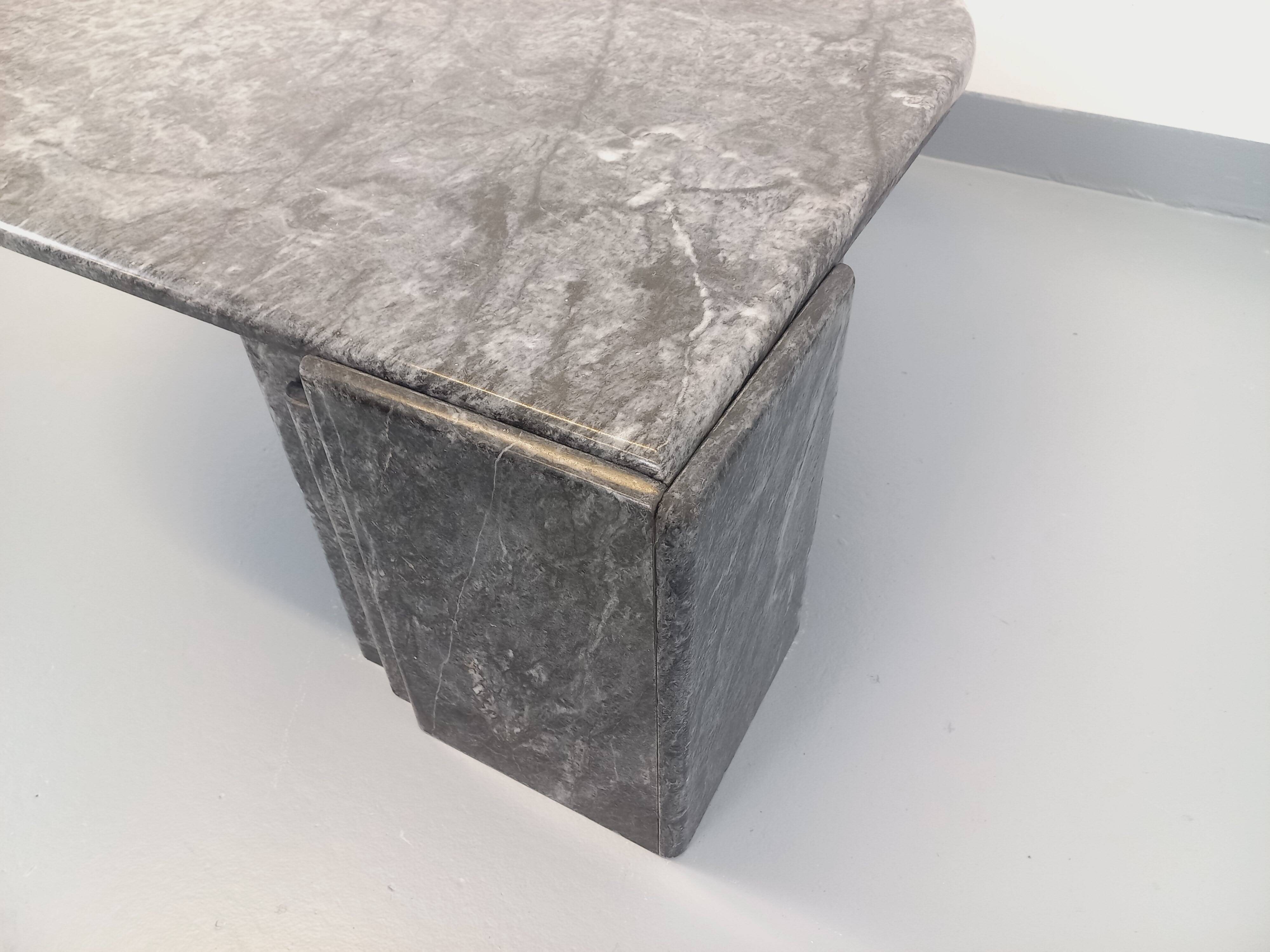 Vintage grey marble coffee table from the 1970s.