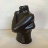 Vase soliflore buste glaçure noire