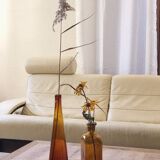 Conical vase in amber glass