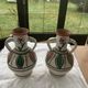 Pair of amphora vase, vintage artisanal and oriental pottery