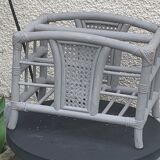 Bamboo and rattan magazine holder, vintage grey canning
