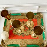 4 brass champagne flutes