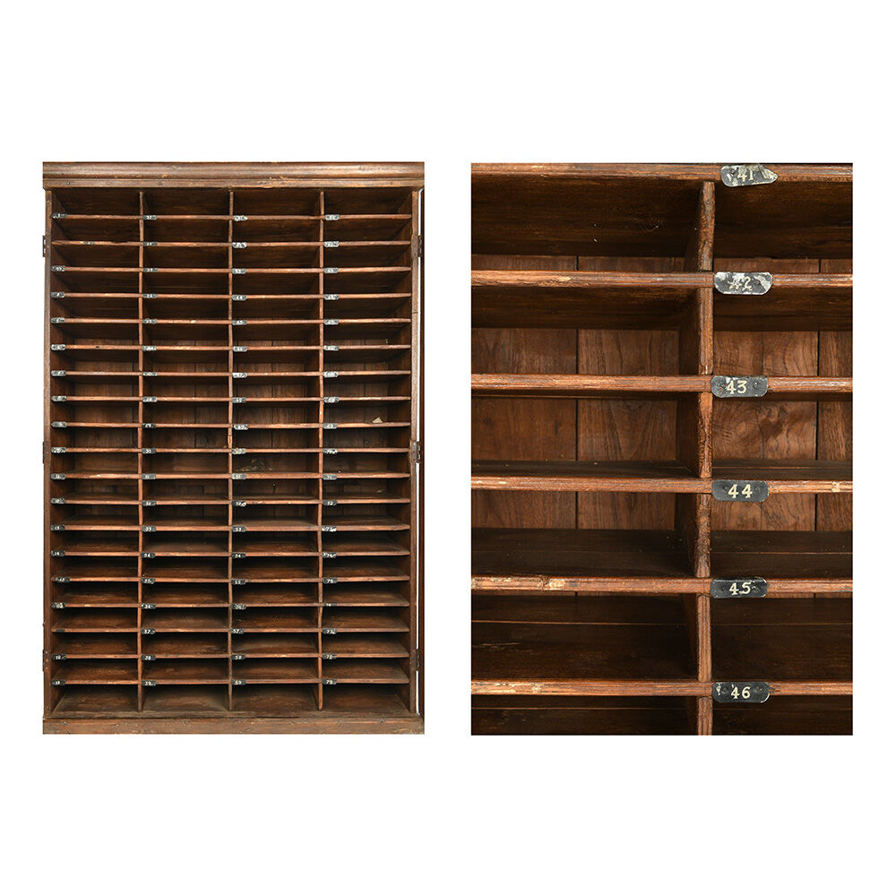 Wooden postal sorting furniture with 80 lockers